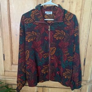 Fall foliage vintage jacket. Size 12p. Collared.